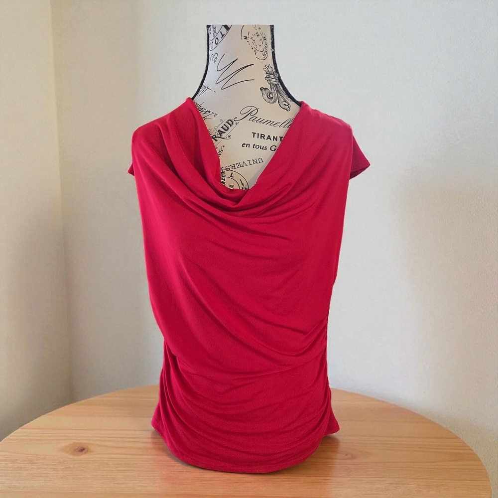 Worthington Vibrant Red Cowl Neck‎ Blouse